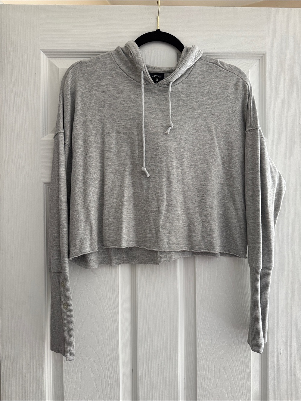 Nike Dri-FIT Gray Cropped Hoodie with Drawstrings - Women
